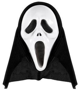 Scream Maske "Ghost Face" mit Kapuze | Weiß Schwarz