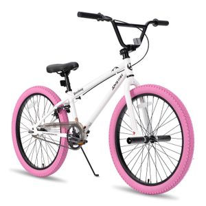JOYSTAR Kinderfahrrad 24 Zoll BMX Fahrrad für Jungen Mädchen im Alter von 7-12 Jahren,Freestyle, Doppelbremsen, 2 pegs, Kettenschutz, Singlespeed,Weiß JOYSTAR Kinderfahrrad 24 Zoll BMX Fahrrad für Jungen Mädchen im Alter von 7-12 Jahren,Freestyle, Doppelbremsen, 2 pegs, Kettenschutz, Singlespeed,Weiß