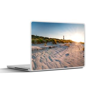MuchoWow® Laptop Aufkleber Sticker Cover Strand - Leuchtturm - Sonnenuntergang 30x22 cm - Laptop-Sticker