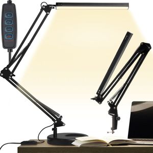 LED-Schreibtischlampe USB-Anchluß Klemmbar/ Stehend Verstellbar Dimmbar 10 Helligkeitsstufen 3 Lichtfarben Homeoffice Büro Schwarz 23503