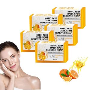 5 Stück Orange Zitrone Kurkuma Kojic Säure Seife Peeling Hautreinigung Seife, Aufhellende Seife für Gesicht Körper dunkle Flecken, 100g*5