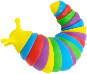 Soma Fidget Slug Spielzeug 3D Toy Regenbogen Flexible Schnecken-Spielzeug für Kinder Erwachsene Schnecke Raupe bunt beweglich (XL ca. 20 cm)