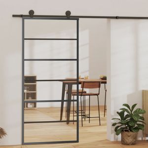 vidaXL Drzwi przesuwne z okuciem ESG szkło & aluminium 90x205 cm vidaXL Drzwi przesuwne z okuciem ESG szkło & aluminium 90x205 cm