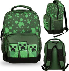 Minecraft Měkký školní batoh pro kluka, zelený batoh 36x27x12 cm