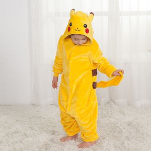 Kinder Pikachu Onesie Flanell Pyjama One-Piece Cosplay Kostüme Winter Anime Hooded Nachtwäsche Gr.140