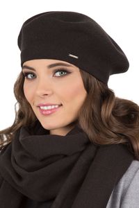 Vivisence damen baskenmütze eleganter wintermütze warm und gemütlich kopfbedeckung an winter und herbst warm dick strickmütze, klassisch mütze für frauen, hergestellt in der eu, schwarz, einheitsgröße