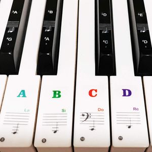 Klaviertastatur-Aufkleber für 88/61/54/49/37 Tasten, fette große Buchstaben, Klavieraufkleber zum Lernen, abnehmbare Buchstaben, Klaviertastatur-Notenetiketten für Anfänger