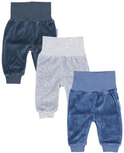 TupTam Baby Jungen Nicki Hose Jogginghose 3er Pack, Farbe: Graphit / Melange Grau/ Jeans, Größe: 98