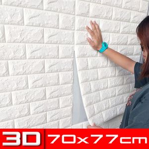 Meco 5 Stk 3D Tapete Wandpaneele Selbstklebend Ziegelstein Wasserfest Wandaufkleber Weiß