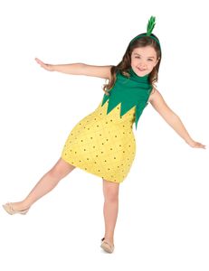 Süsses Ananas-Kostüm für Mädchen grün-gelb