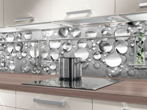 Küchenrückwand Platinum 60 x 300 cm, Kunststoff Platte Monolith mit Direktdruck, grau. Glanz lackiert