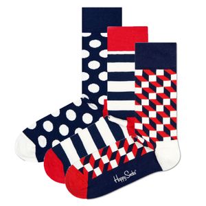 Happy Socks 3er Pack Uni Socken - Geschenkbox, gemischte Farben Classic Navy 36-40