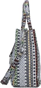 Rieker Damen Handtasche Shopper Schulterriemen bunt Muster H1511, Farbe:Blau