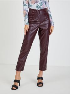 ORSAY burgunderfarbene Damen-Kunstlederhose in Kurzform