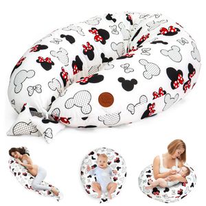 Stillkissen Schwangerschaftskissen zum Schlafen Seitenschläferkissen Lagerungskissen für Baby XXL Pregnancy Pillow Weiß mit Maus Motiv