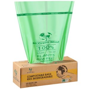 Mr. Green Mind kompostierbare müllbeutel 20 Liter 125 Stück – 45 x 50 cm – 100 % kompostierbare Müllsäcke – Inkl. Spender