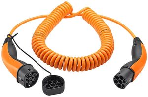 LAPP MOBILITY Spiral-Ladekabel Typ 2, bis zu 11 kW, 5 m, Orange - 20 A, 3-phasig, zum Laden von Hybrid- und Elektroautos mit Typ-2-Anschluss