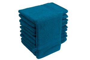 Waschhandschuhe Waschlappen 10er Set Petrol Blau 100 % Baumwolle Frottee 500g/m² 16x21
