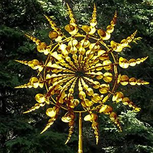 Einzigartige und magische Metall Windmühle 3D Wind kinetische Skulptur Metall Windspiel geeignet für Outdoor Garten Terrasse Rasen Hof Landschaft Dekoration