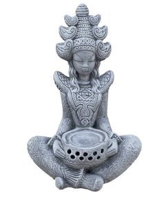 stoneandstyle Steinfigur indische Göttin Sarasvati frostfest Steinguss