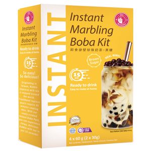 O's Bubble Instant Marbling Boba Tee Kit mit braunem Zucker (4x 60g) | Bubble Tee | Mit Tapiokaperlen und Strohhalm