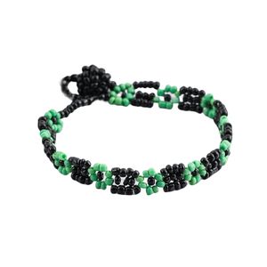 Perlenarmband im Ethno-Stil, wasserfest, Kunstharz, für Damen, Blumenart, handgefertigt, geflochtenes Armband, Geburtstagsgeschenk-Grün