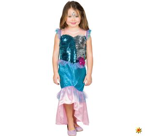 Meerjungfrau Kostüm Nixe Kleid mit Wendepailletten für Kinder, Größe:128