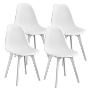 [en.casa] 4x Design Stühle 83 x 54 x 48cm Weiß Esszimmer Stuhl Stühle Kunststoff Skandinavisch mit Bodenschoner