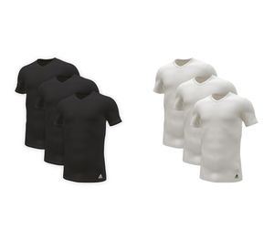 adidas Herren T-Shirt, 3er Pack - Active Core Baumwolle, V-Ausschnitt, uni Schwarz L