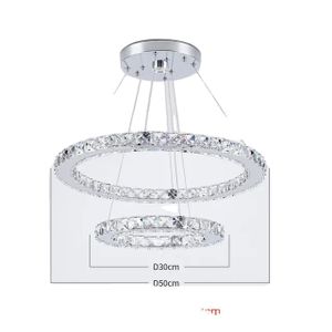 Kristall Kronleuchter, LED Beleuchtung, Modernes Design, 2 Ringe D30X50cm, Warmes Licht
