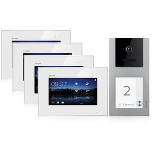 Balter EVO Video-Türsprechanlage 7" Monitor x4 Touchscreen 2-Draht BUS Komplettsystem für Einfamilienhaus, Aufputz
