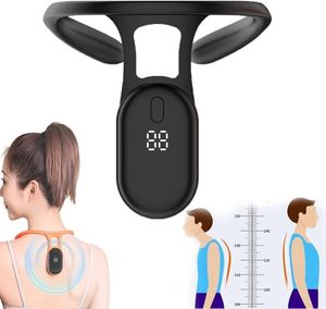 Tragbares Ultraschall lymphatisches beruhigendes Nackenmassagegerät, Rückenhaltungskorrektur für Männer und Frauen, Intelligente Vibrationserinnerung (schwarz)