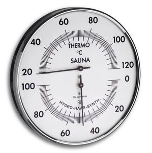 TFA - Analoges Sauna-Thermo-Hygrometer mit Metallring 40.1032 - silber/weiß