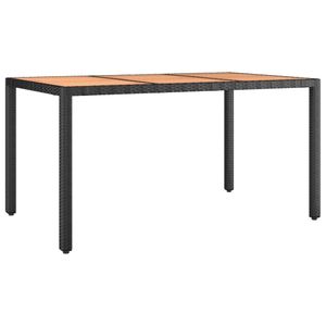 vidaXL Zahradní stůl s dřevěnou deskou z černého polyratanu a akáciového dřeva