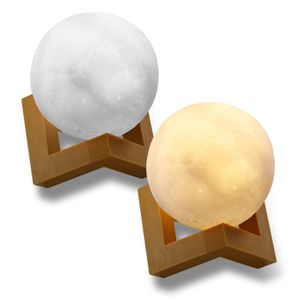 Eaxus® Mond Lampe 3D Nachtlicht dimmbar mit Touch-Steuerung und integriertem Akku. Nachtlampe in Mondkugel Form für Kinderzimmer