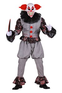 T3168-XL grau-schwarz Herren gruseliger Horror Clown Kostüm Gr.XL=56