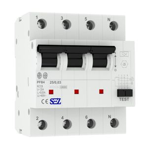 SEZ Fi-Schalter 25A 30mA 4p 10kA 0090683 FI-Schutzschalter