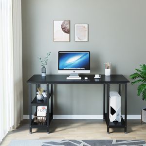 Dripex Schreibtisch Computertisch Bürotisch Eckschreibtisch Gaming Tisch PC mit Regalfächer Schwarz 120 x 48 x 76CM