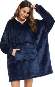 Pullover-Sweatshirt mit Kapuze Robe Blanket Hoodie, Blanket Sweatshirt Flanell Hoodies(Blau)