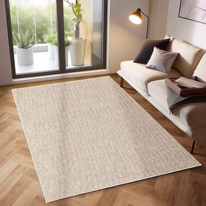 Kurzflor Teppiche Unicolor - Einfarbig Teppiche im modernen Stil Teppich Wohnzimmer   Farbe: Creme  Größe: 160 cm x 230 cm