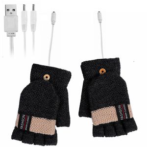 Damenhandschuhe, Fingerlose Handschuhe, warme Winterhandschuhe, Strickhandschuhe, Wolle, Halbfinger, beheizbare Handschuhe, USB