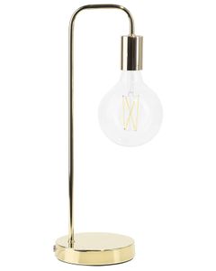 BELIANI Tischlampe Gold Metall 48 cm Glühbirnen-Optik langes Kabel mit Schalter Bogenlampe Modernes Design