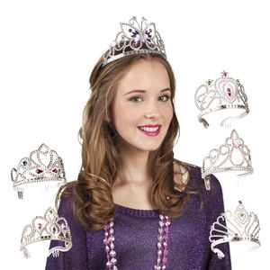 Prinzessin Diadem für Kinder silber-bunt