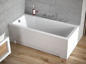 Badewanne MODERN 150x70 mit Füßen, mit Siphon und Schürze (1x kurz, 1x lang - zwei Seiten)