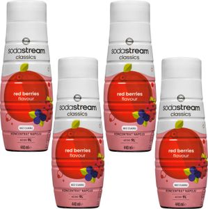 Syrop do napojów SodaStream czerwone jagody bez cukru, 440 ml, 4 sztuki Syrop do napojów SodaStream czerwone jagody bez cukru, 440 ml, 4 sztuki