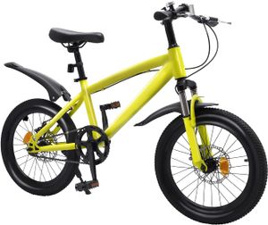 18 Zoll  Kinderfahrrad Mountainbike  Fahrrad Gelb für Mädchen Jungen ab 5 Jahre