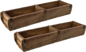 Novaliv 2x Holzkiste Vintage 58 x 15 x 10 cm Alte Ziegelform Holz Groß ZWEI KAMMER Allzweckkiste aus recyceltem Altholz Balken Jede Form EIN Unikat