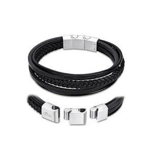 Leder Armband Männer Lotus Style mehrreihig schwarz LS2051-2/3 Magnetverschluss