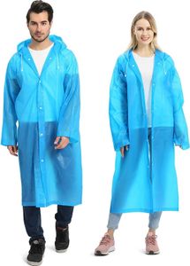 2 Stück Regenmantel Durchsichtiger Regenponcho für Damen Herren, Wiederverwendbar Wasserdicht Regencape Regenjacke, Eva Atmungsaktiv Regen Zubehör(Blau）