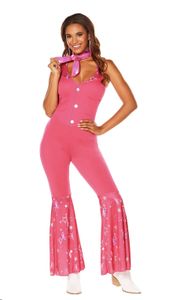2-teiliges Country Western Barbie Damen Kostüm Pink, Größe:XL